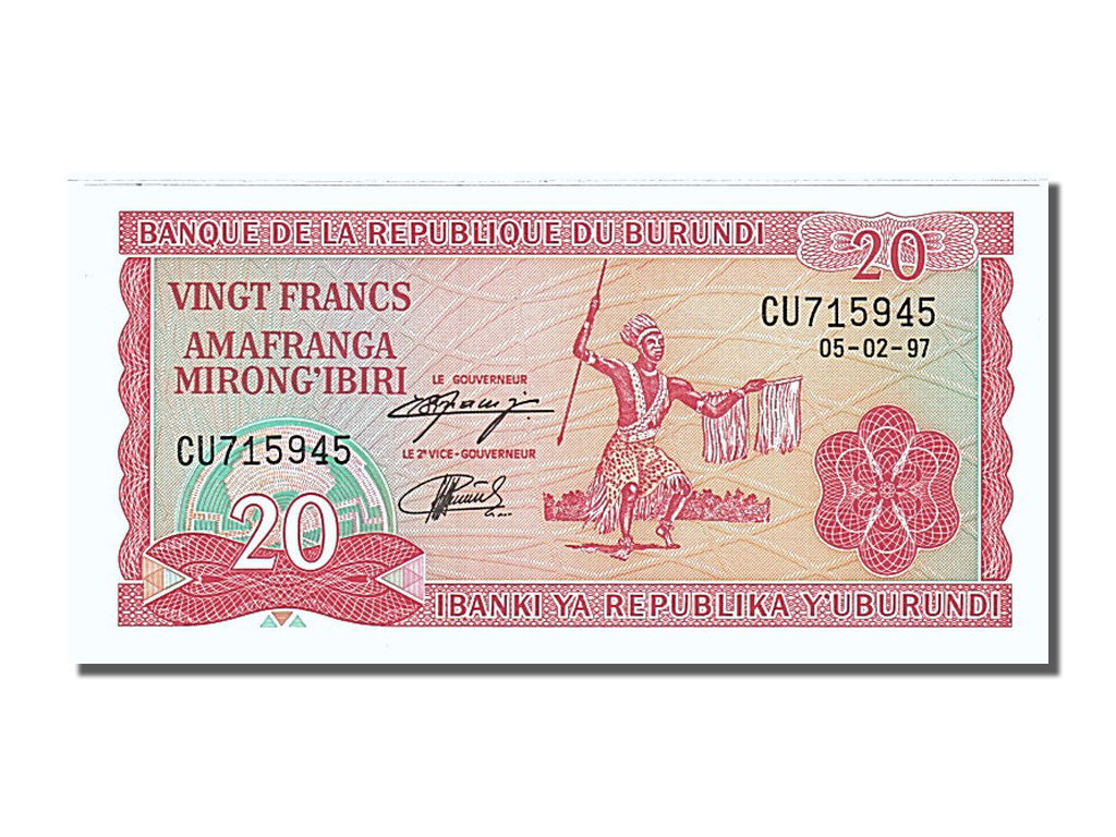 Banknote, Burundi, 20 Francs, 1997, 1997-02-05, UNC(65-70)