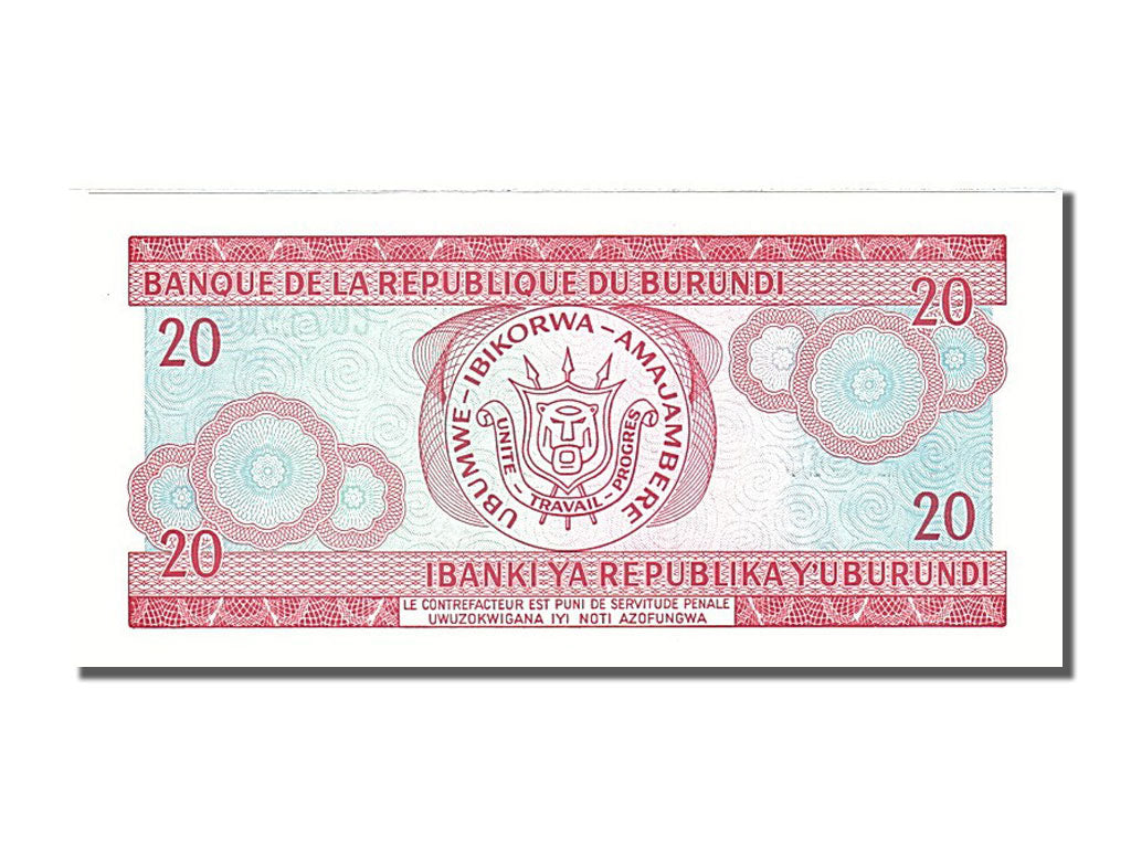 Banknote, Burundi, 20 Francs, 1997, 1997-02-05, UNC(65-70)