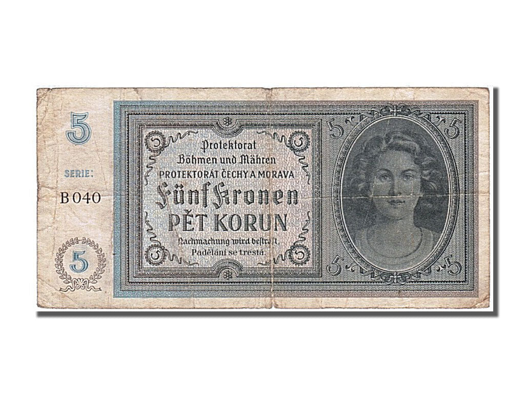Bohemia and Moravia, 5 Korun, 1940, VF(30-35), B 040