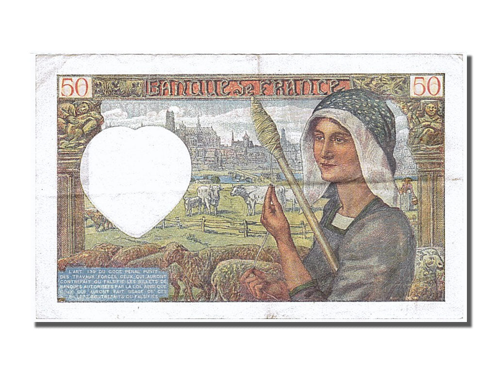 France, 50 Francs, 50 F 1940-1942 ''Jacques Coeur'', 1942, KM #93, 1942-01-08,..