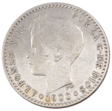 Spagna, Alfonso XIII, 50 Centimos, 1900, BB, Argento, KM:705