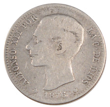 SPAIN, Peseta, 1876, KM #672, VF(20-25), Silver, 4.82