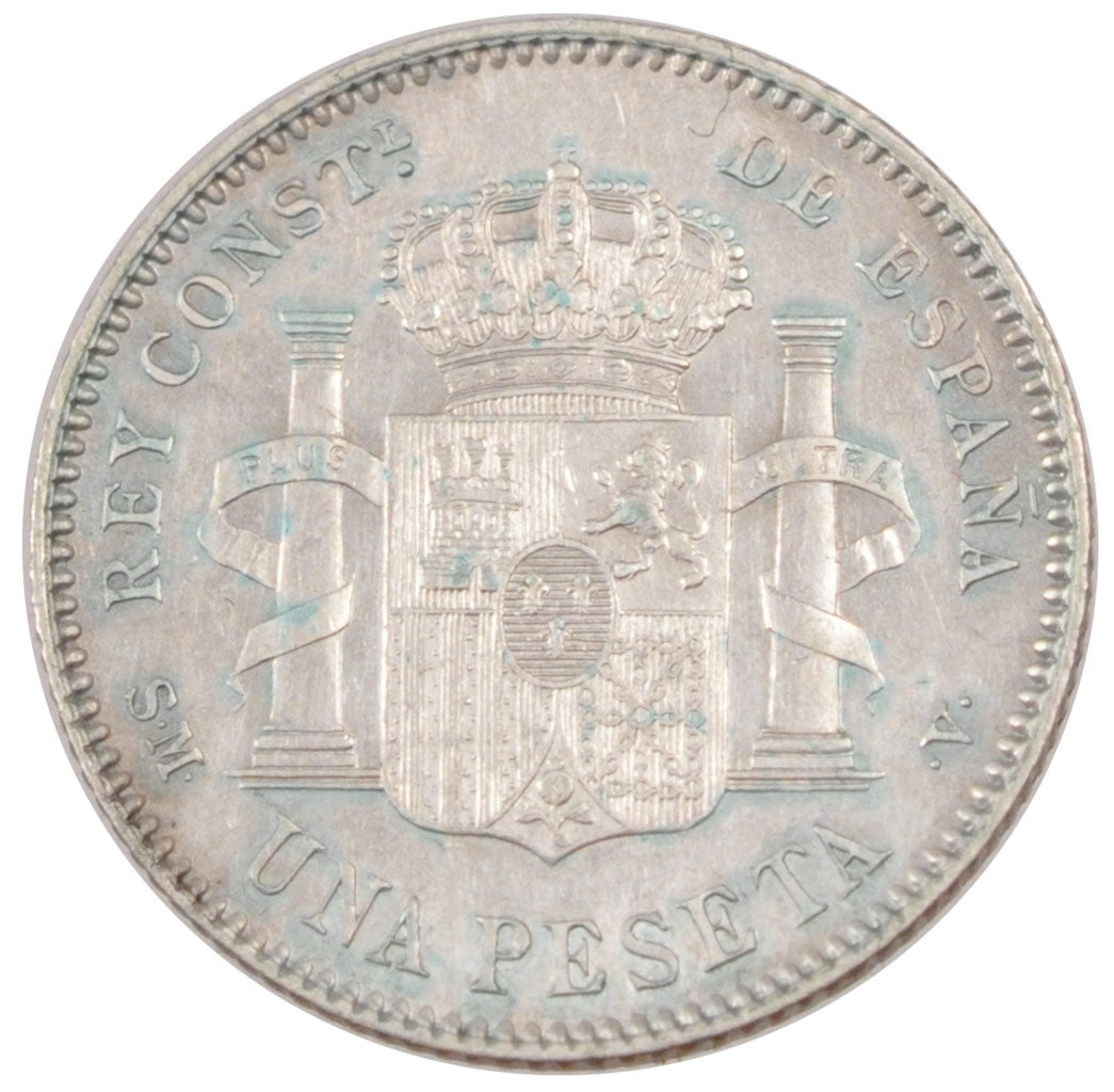 SPAIN, Peseta, 1900, KM #706, AU(50-53), Silver, 4.95