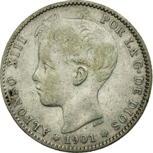 Coin, Spain, Alfonso XIII, Peseta, 1901, EF(40-45), Silver, KM:706