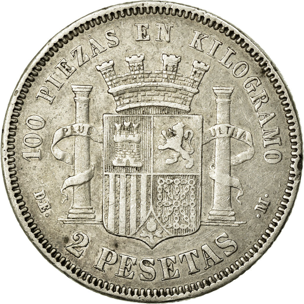 Monnaie, Espagne, Provisional Government, 2 Pesetas, 1870, TTB+, Argent, KM:654