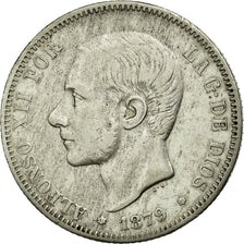 Munten, Spanje, Alfonso XII, 2 Pesetas, 1879, ZF, Zilver, KM:678.1