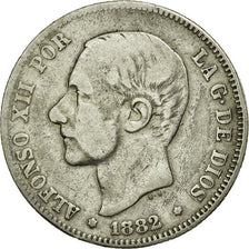 Coin, Spain, Alfonso XII, 2 Pesetas, 1882, VF(30-35), Silver, KM:678.2
