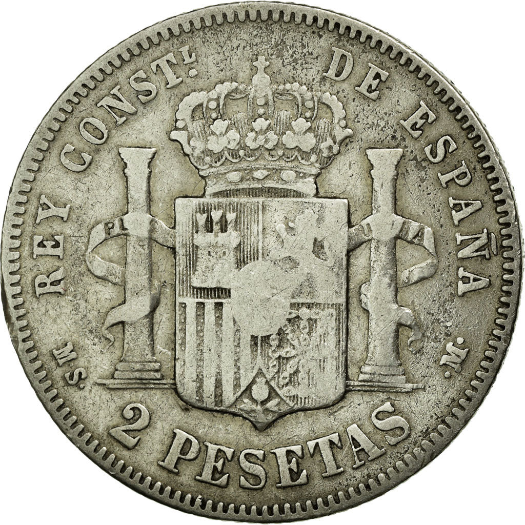 Coin, Spain, Alfonso XII, 2 Pesetas, 1882, VF(30-35), Silver, KM:678.2