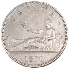 SPAIN, 5 Pesetas, 1870, KM #655, EF(40-45), Silver, 24.87