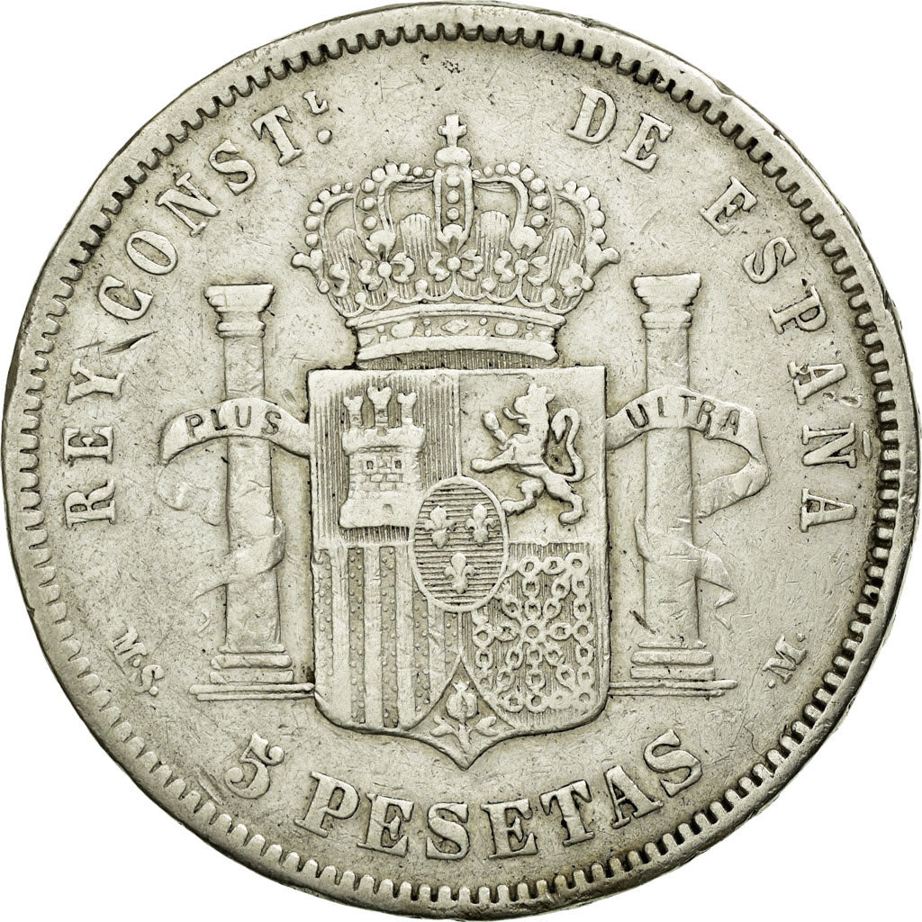 Moneda, España, Alfonso XII, 5 Pesetas, 1881, MBC, Plata, KM:676