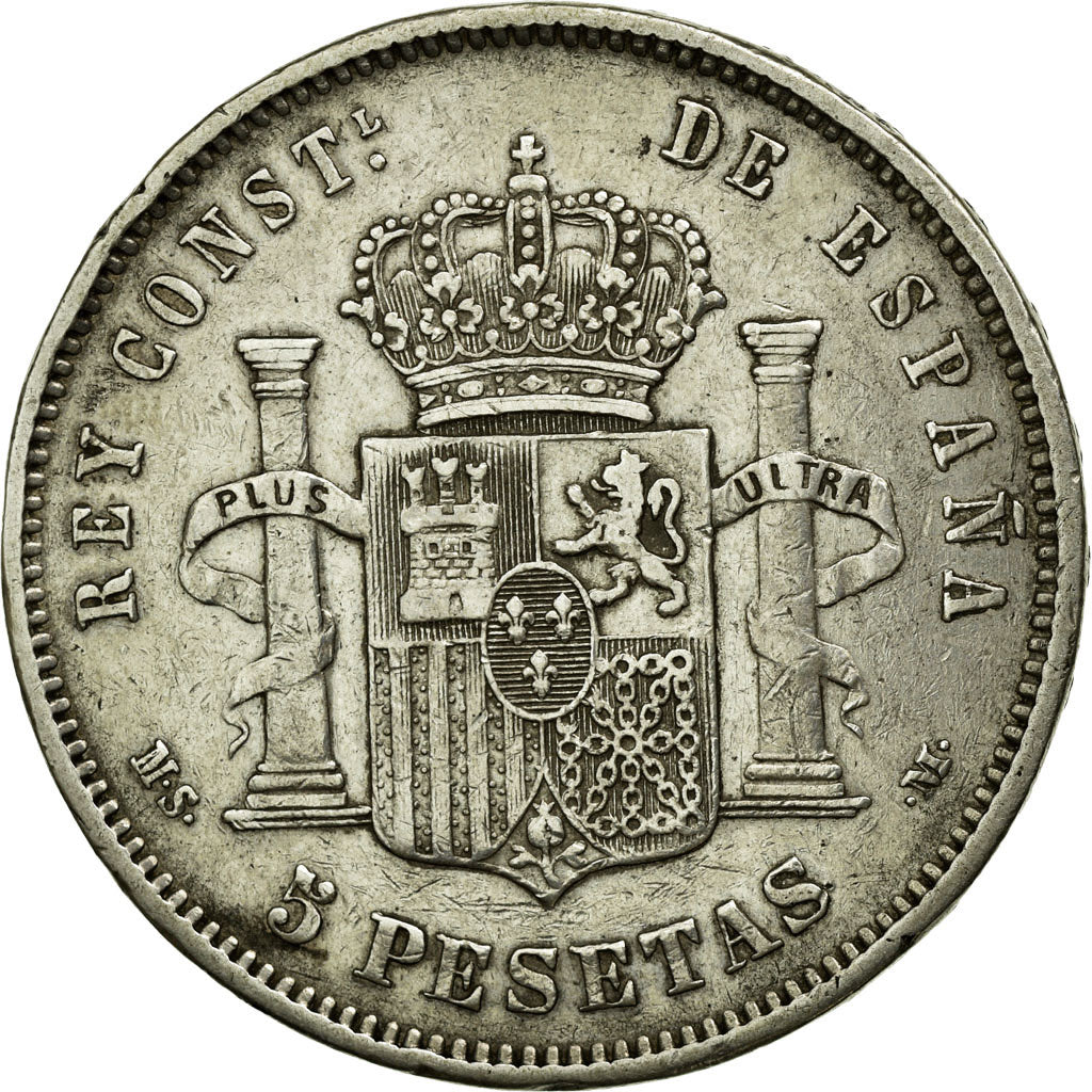 Moneda, España, Alfonso XII, 5 Pesetas, 1883, MBC, Plata, KM:688
