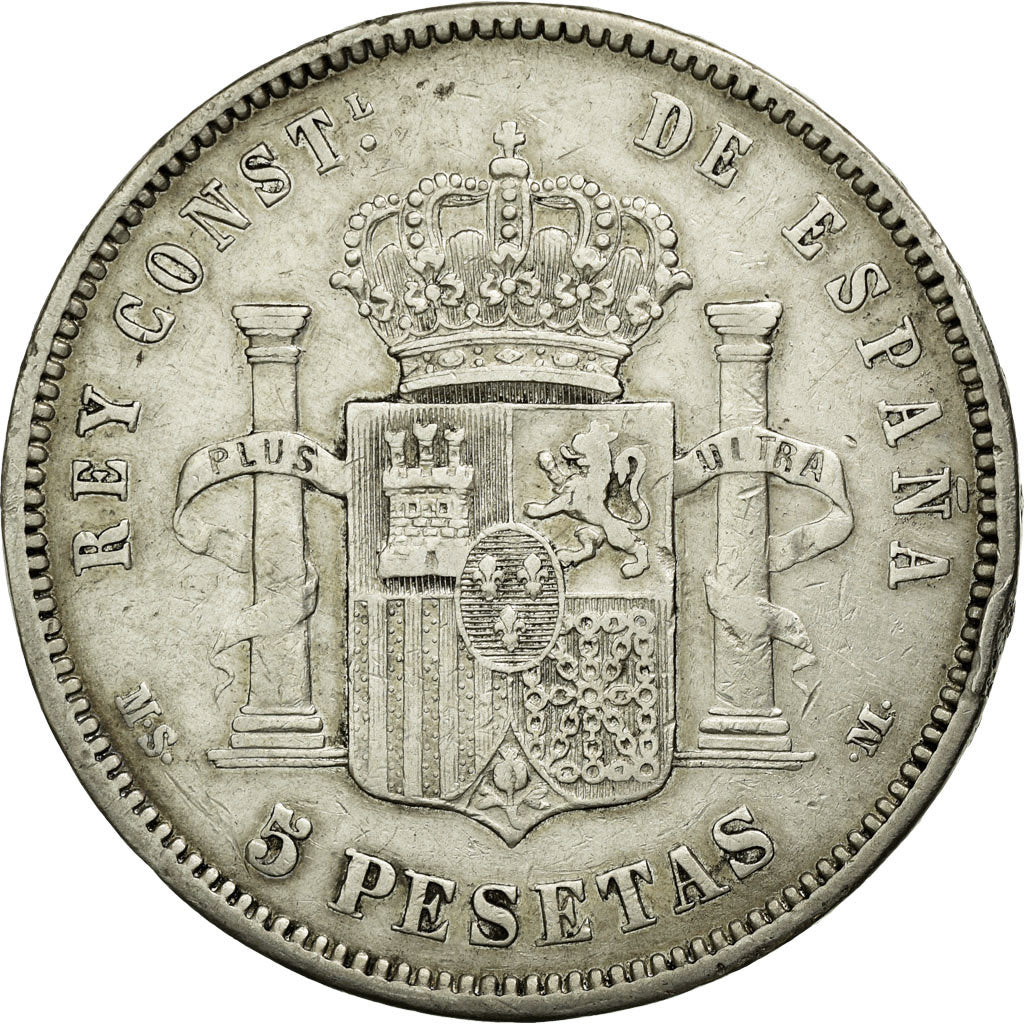 Coin, Spain, Alfonso XII, 5 Pesetas, 1883, EF(40-45), Silver, KM:688