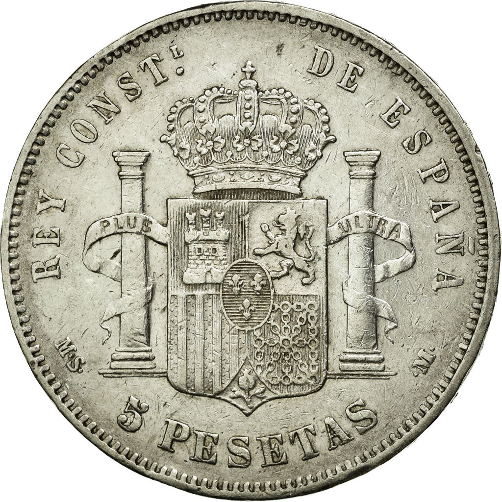 Coin, Spain, Alfonso XII, 5 Pesetas, 1885, EF(40-45), Silver, KM:688