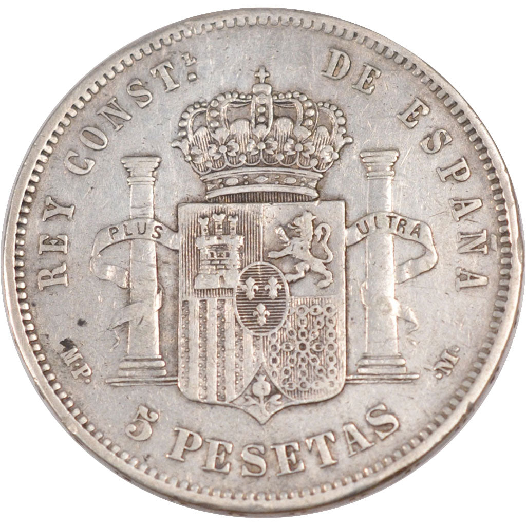 SPAIN, 5 Pesetas, 1888, KM #689, EF(40-45), Silver, 24.88