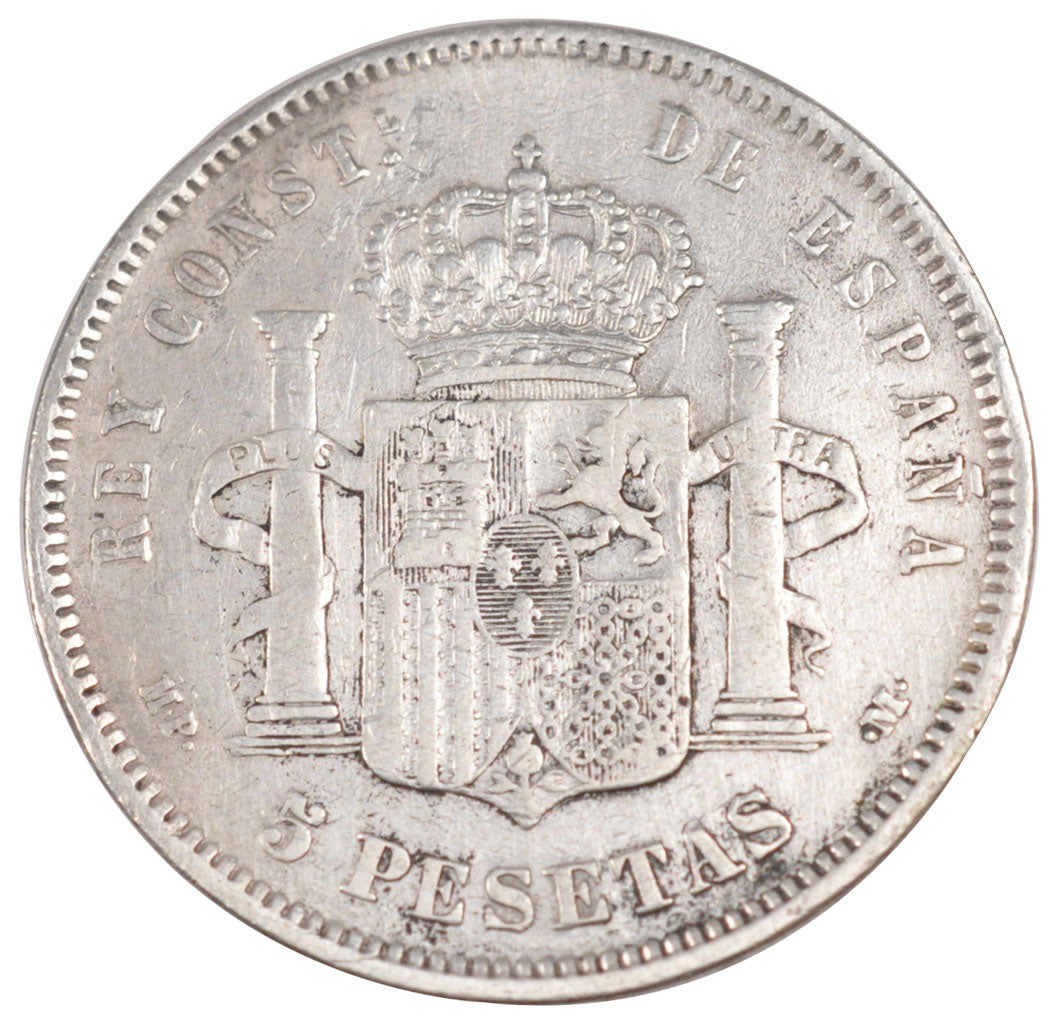 SPAIN, 5 Pesetas, 1889, KM #689, EF(40-45), Silver, 24.65
