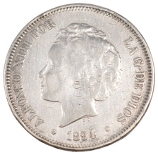 SPAIN, 5 Pesetas, 1894, KM #700, EF(40-45), Silver, 24.48