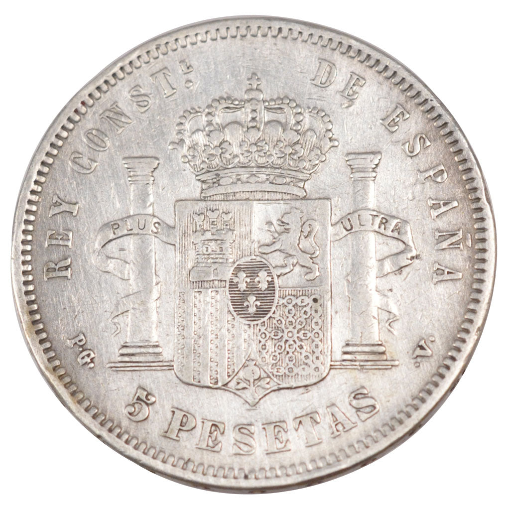 SPAIN, 5 Pesetas, 1894, KM #700, EF(40-45), Silver, 24.48