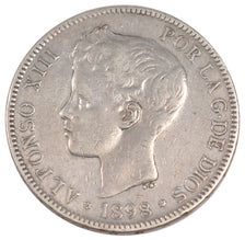 SPAIN, 5 Pesetas, 1898, KM #707, EF(40-45), Silver, 24.82