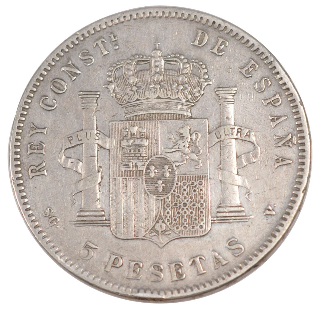 SPAIN, 5 Pesetas, 1898, KM #707, EF(40-45), Silver, 24.82