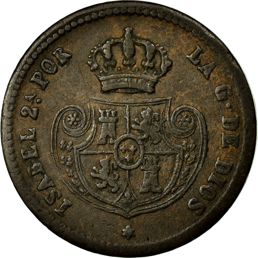 Münze, Spanien, Isabel II, 1/10 Réal, 1851, SS+, Kupfer, KM:590
