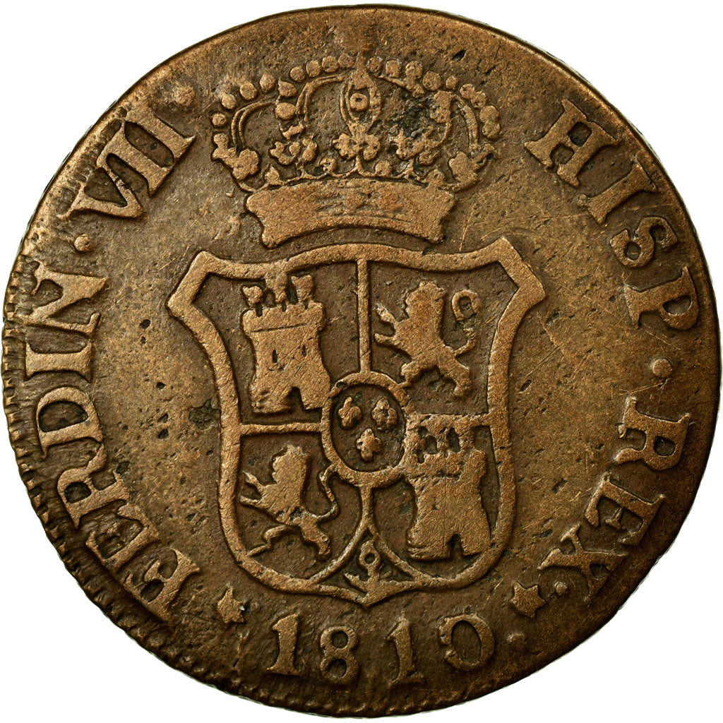 Coin, Spain, CATALONIA, Ferdinand VII, 3 Quartos, 1810, VF(30-35), Copper