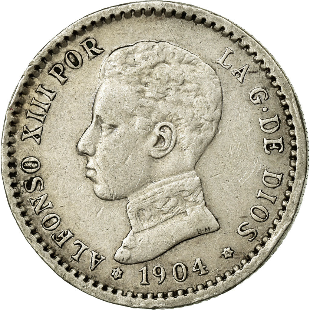 Coin, Spain, Alfonso XIII, 50 Centimos, 1904, AU(55-58), Silver, KM:723
