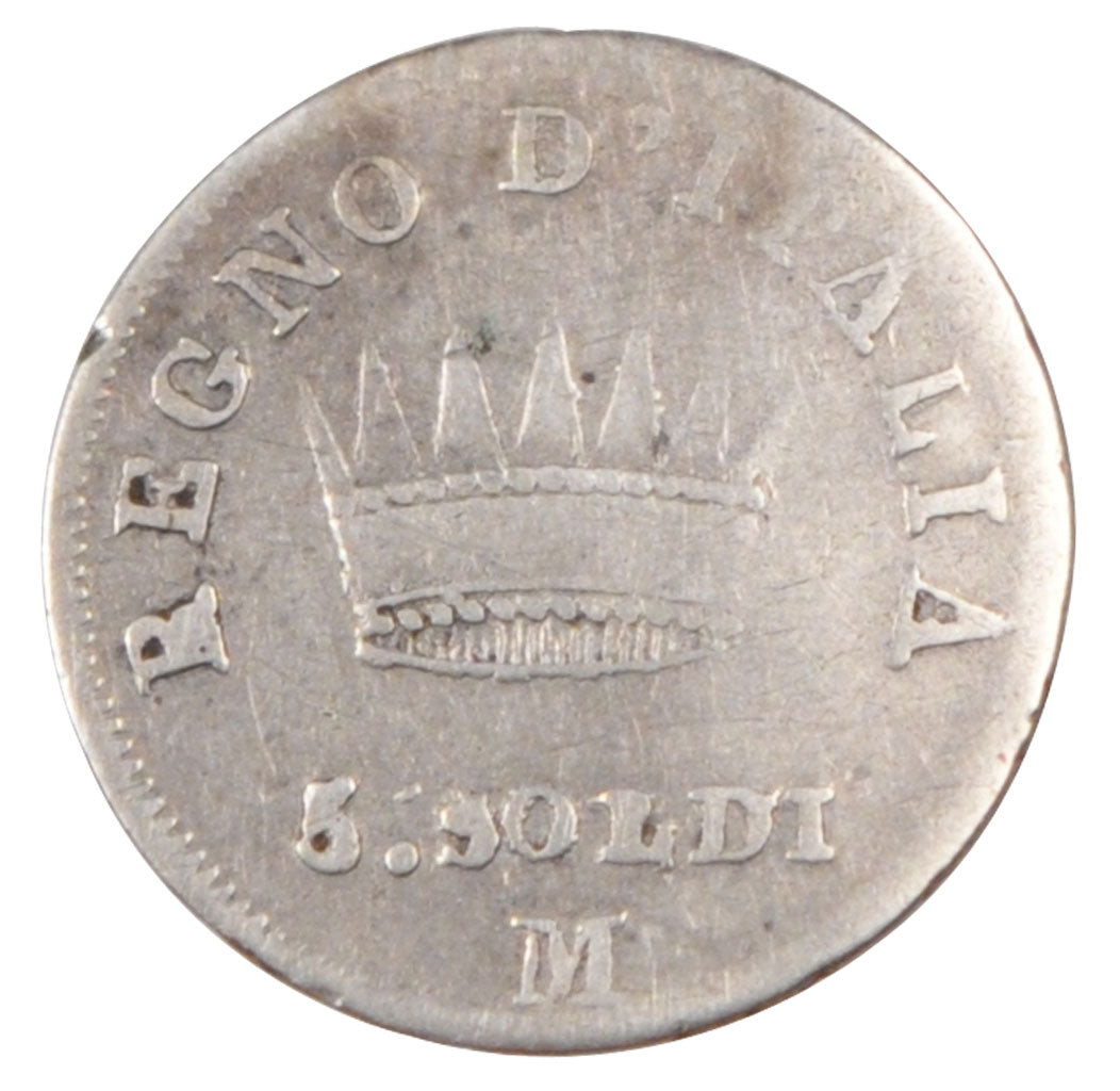 Italia, 5 Soldi, 1810, Milan, MB, Argento, KM:c.5.1