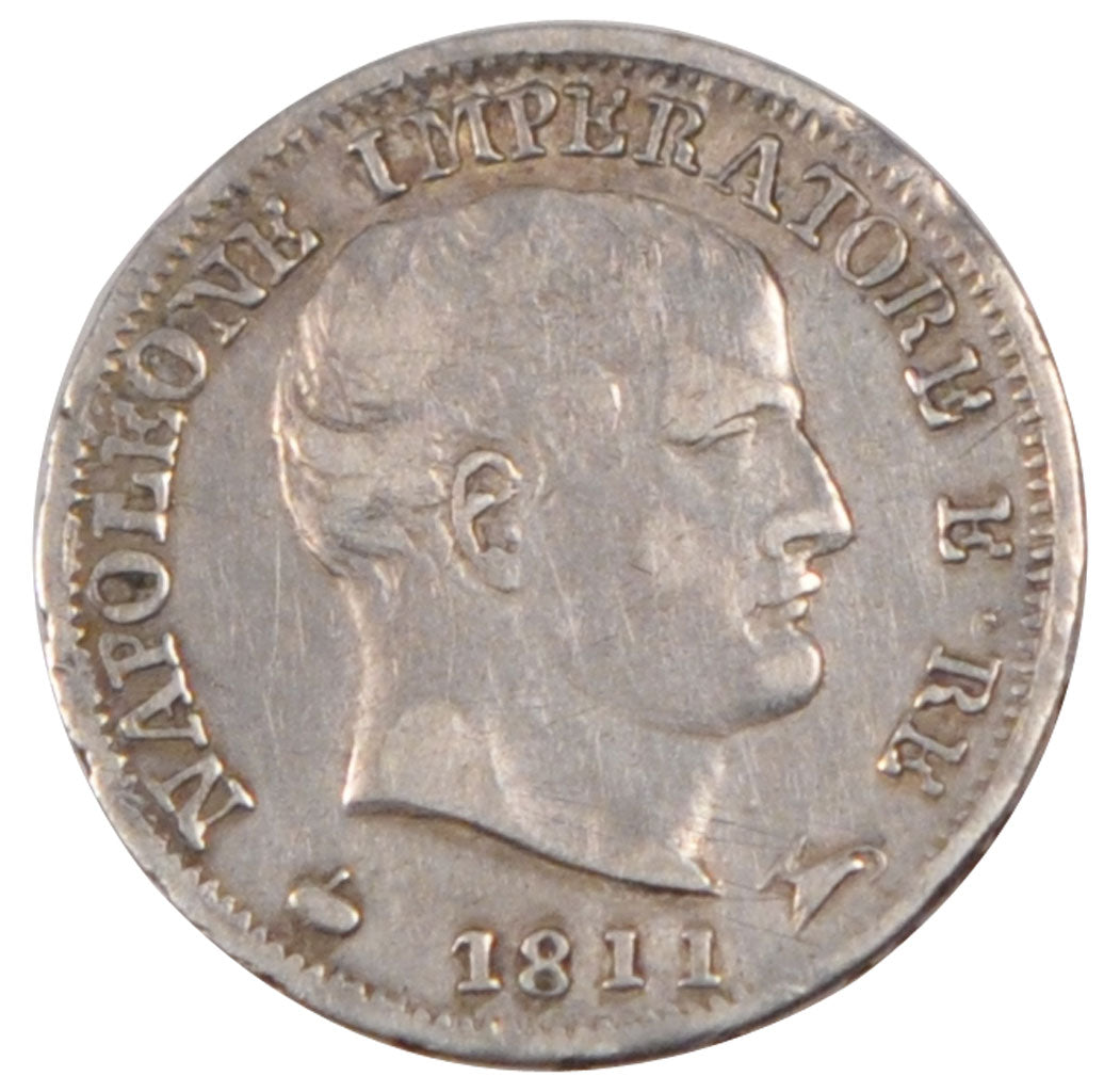 Italy, 5 Soldi, 1811, Milan, KM #c.5.1, EF(40-45), Silver, 1.23