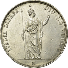 Coin, ITALIAN STATES, LOMBARDY-VENETIA, 5 Lire, 1848, Milan, AU(55-58), Silver