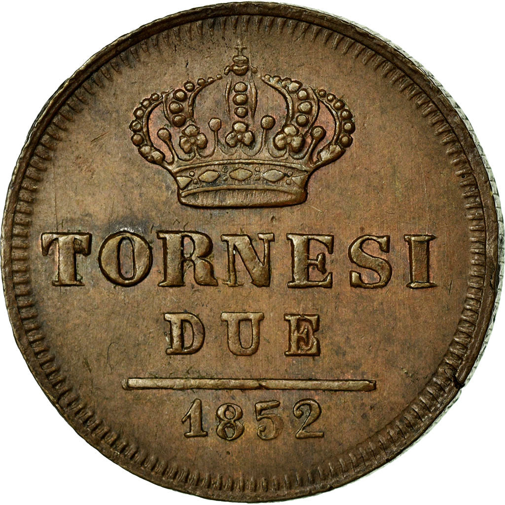 Moneta, STATI ITALIANI, NAPLES, Ferdinando II, 2 Tornesi, 1852, SPL-, Rame