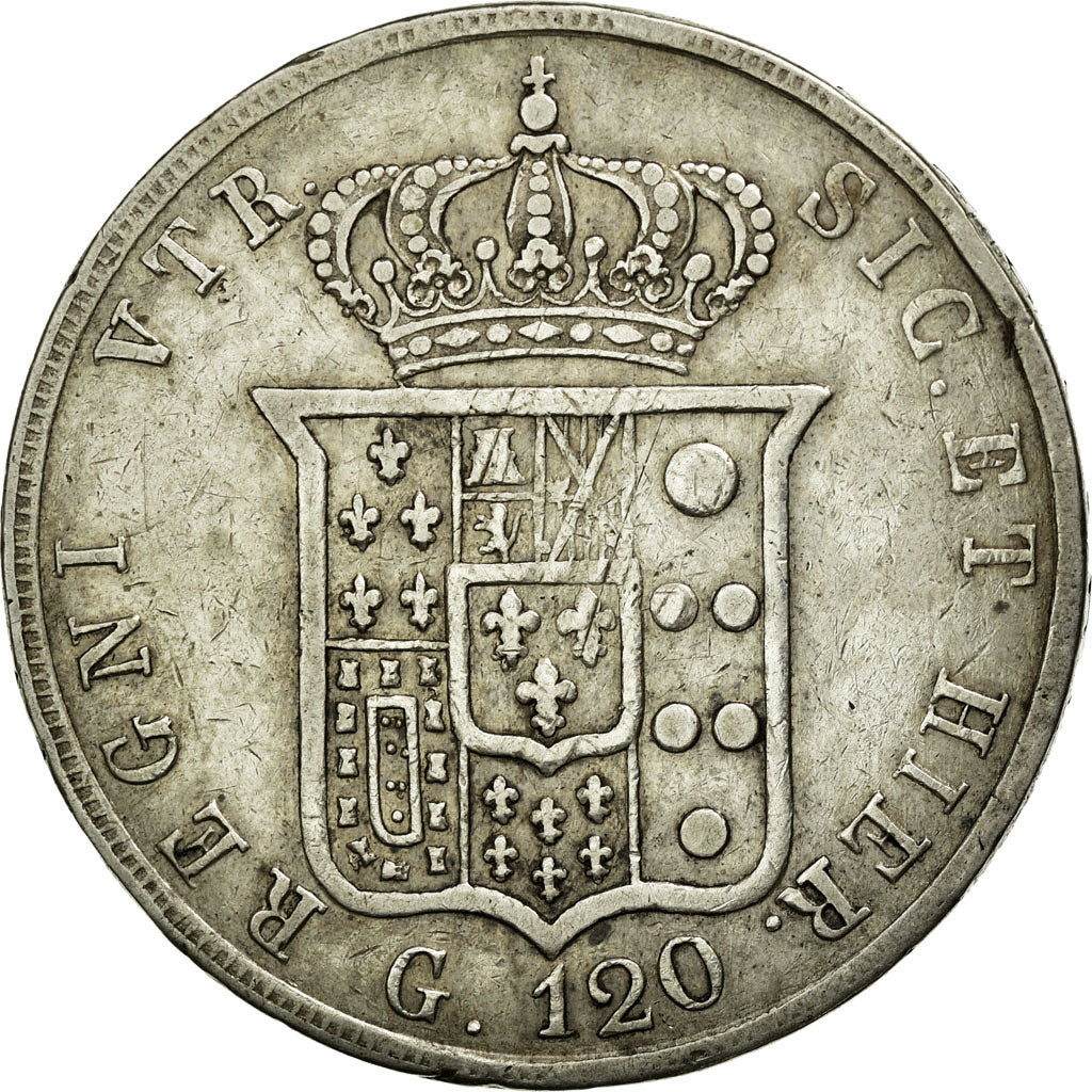 Coin, ITALIAN STATES, NAPLES, Ferdinando II, 120 Grana, 1856, EF(40-45), Silver