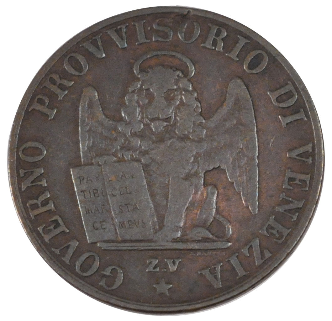Italy, 5 Centesimi, 1849, Venezia, KM #c.183, EF(40-45), Copper, 4.73