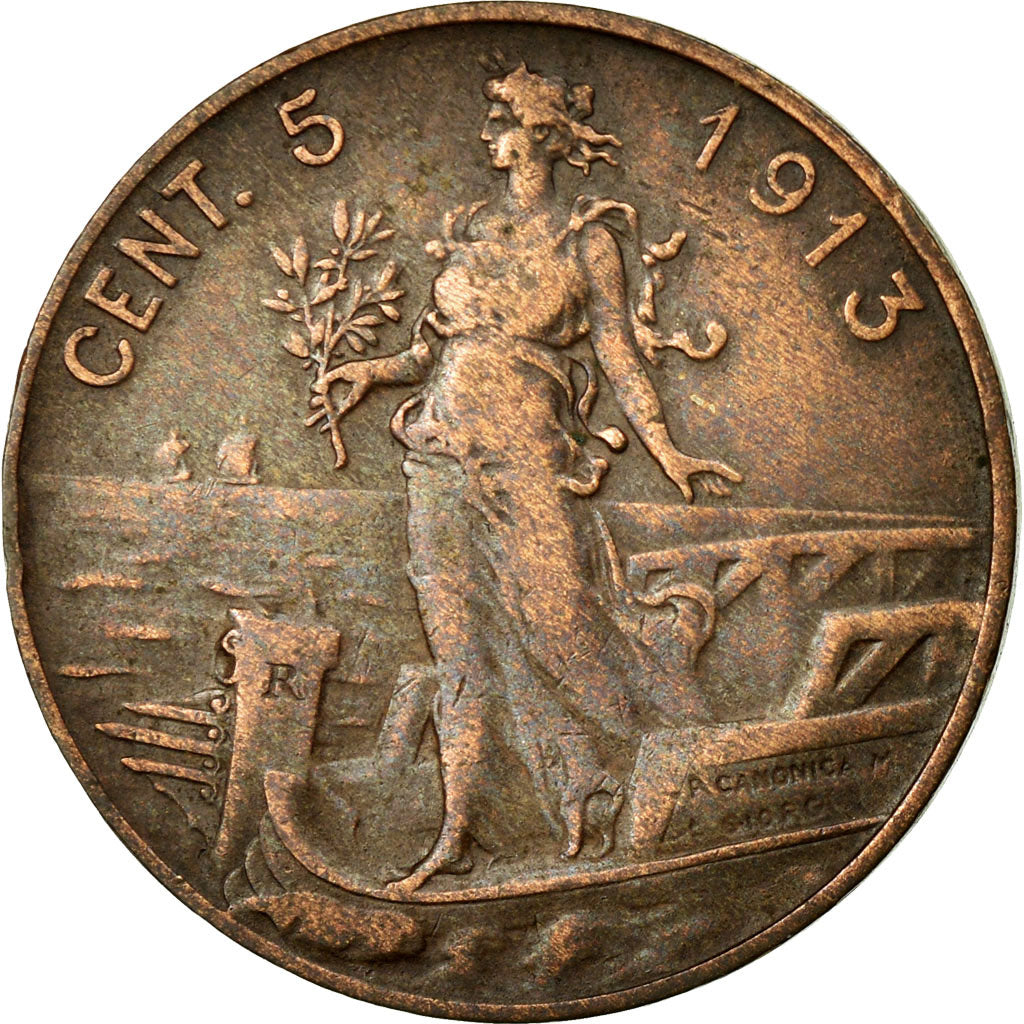 Moneta, Italia, Vittorio Emanuele III, 5 Centesimi, 1913, Rome, BB, Bronzo