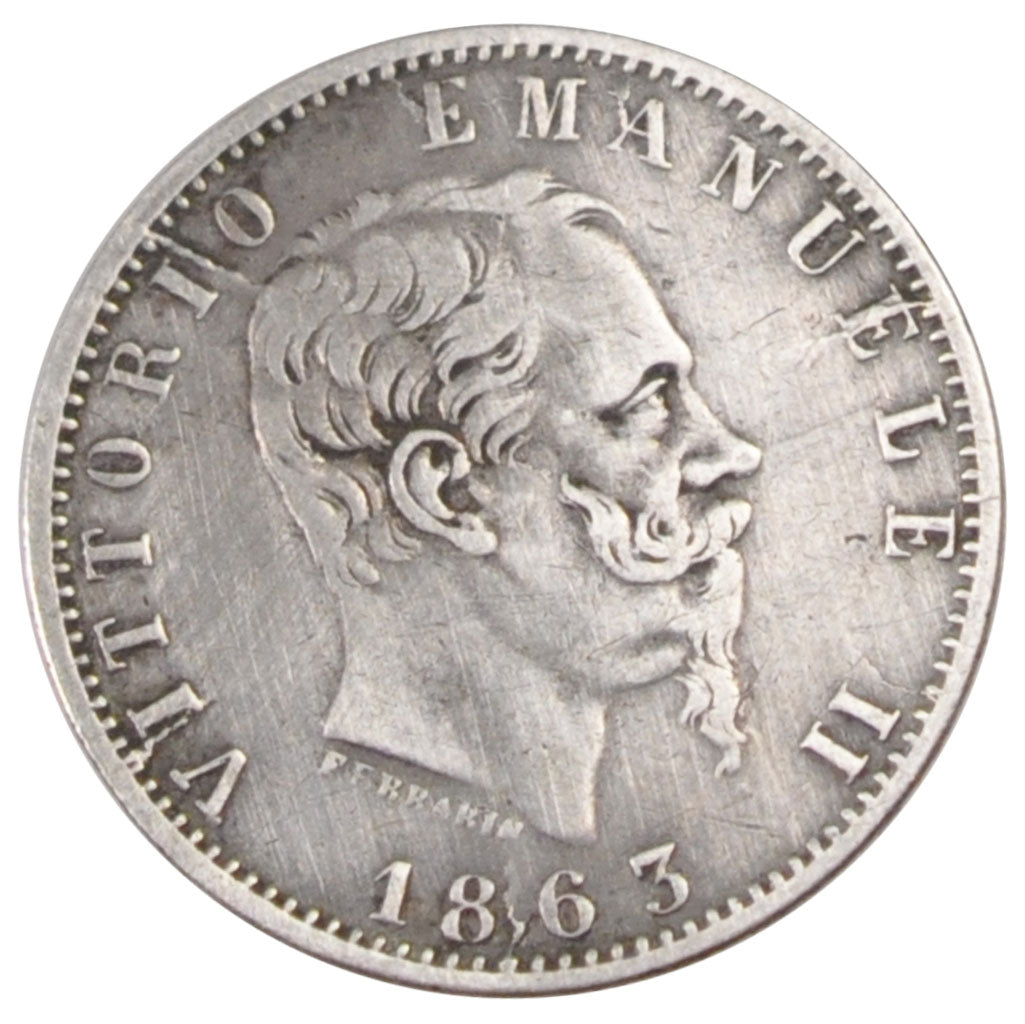ITALY, 20 Centesimi, 1863, Torino, KM #13.2, EF(40-45), Silver, 1.04