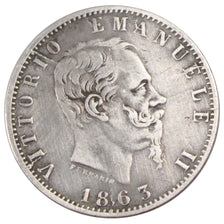 ITALY, 20 Centesimi, 1863, Torino, KM #13.2, EF(40-45), Silver, 1.04