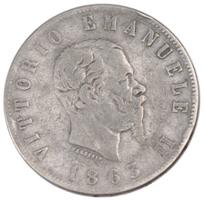 ITALY, 2 Lire, 1863, Naples, KM #6a.1, EF(40-45), Silver, 9.73