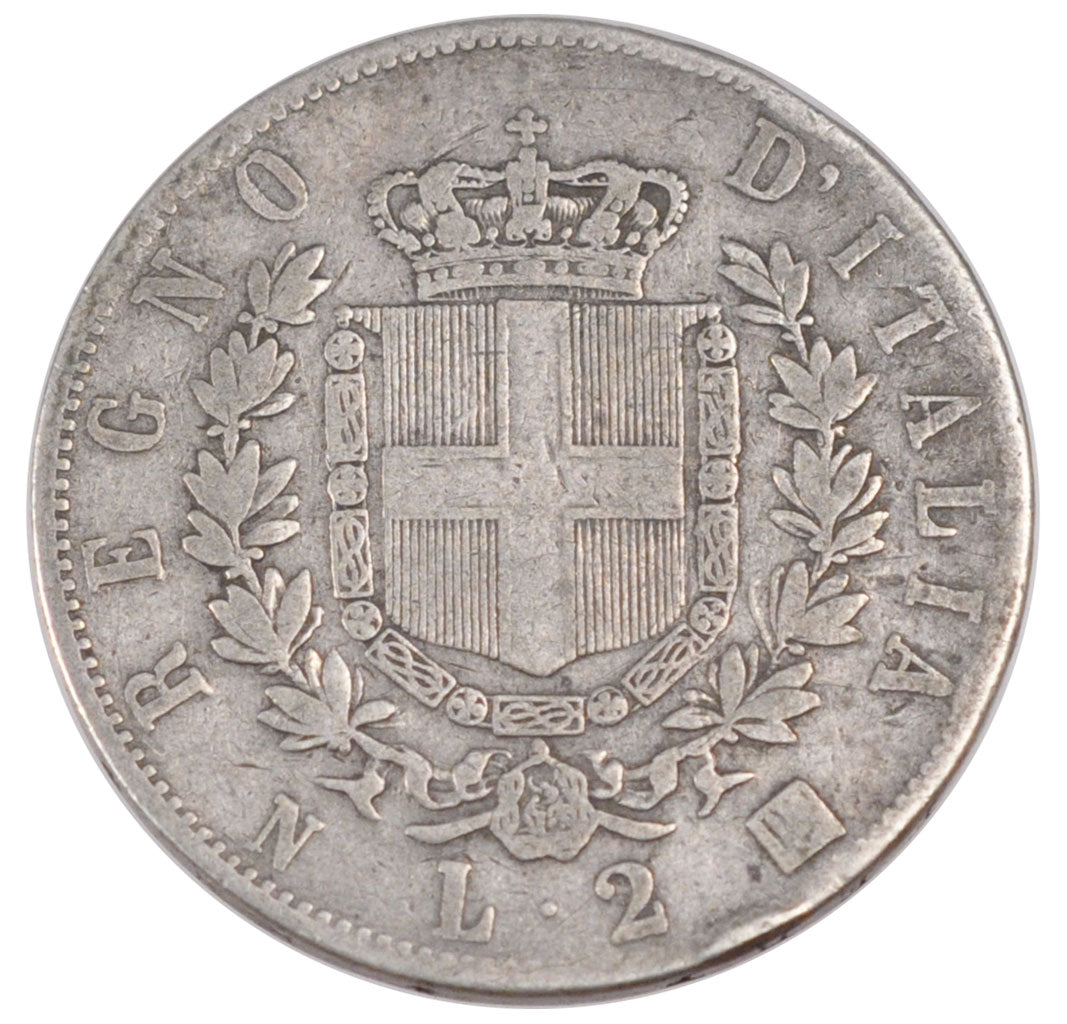 ITALY, 2 Lire, 1863, Naples, KM #6a.1, EF(40-45), Silver, 9.73