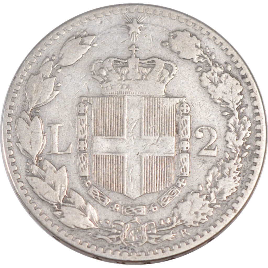 Coin, Italy, Umberto I, 2 Lire, 1887, Rome, EF(40-45), Silver, KM:23