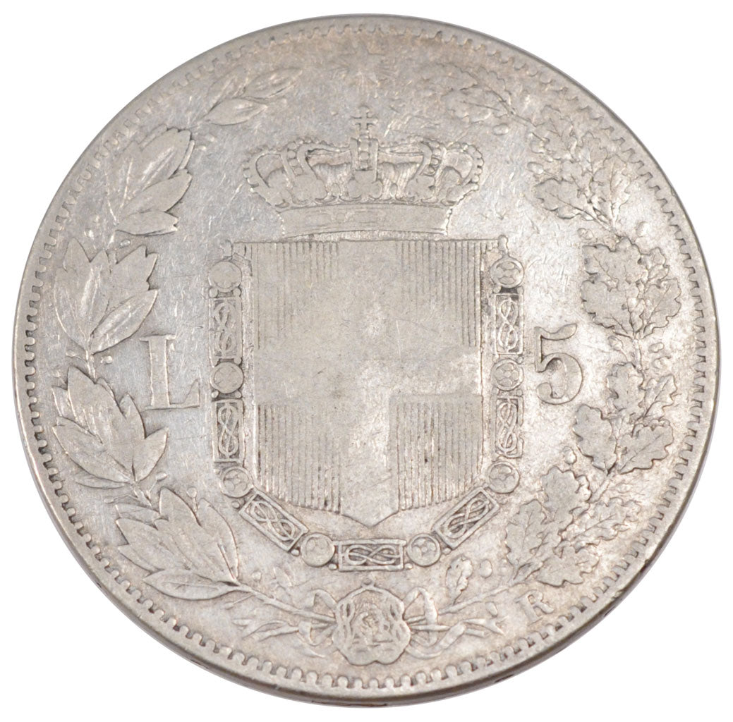ITALY, 5 Lire, 1879, Rome, KM #20, VF(20-25), Silver, 24.74
