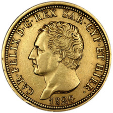 ITALIAN STATES, 80 Lire, 1826, Torino, KM #123.1, EF(40-45), Gold, 33, 25.72