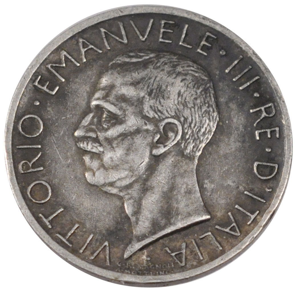 ITALY, 5 Lire, 1927, Rome, KM #67.2, AU(50-53), Silver, 23, 4.99