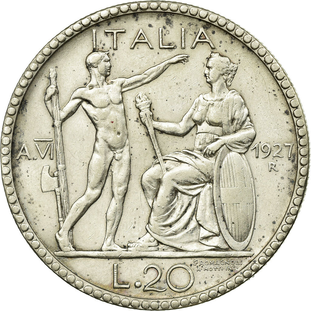 Italy, Vittorio Emanuele III, 20 Lire, 1927, Rome, Silver, EF(40-45), KM:69
