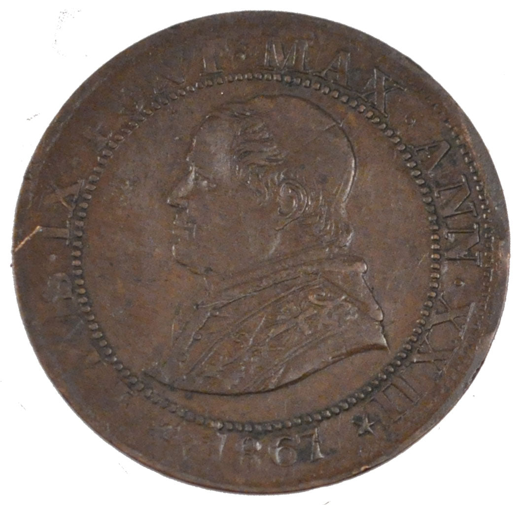 ITALIAN STATES, 1/2 Soldo, 2-1/2 Centesimi, 1867, Roma, KM #1371, AU(55-58),...