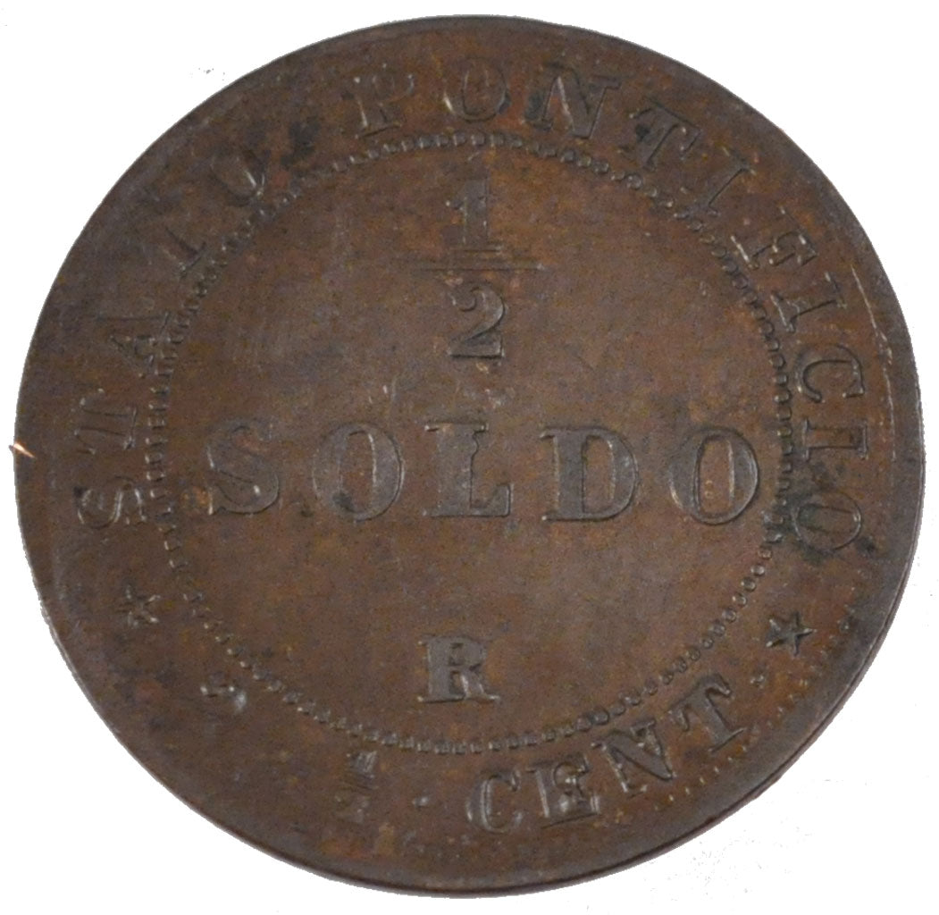 ITALIAN STATES, 1/2 Soldo, 2-1/2 Centesimi, 1867, Roma, KM #1371, AU(55-58),...