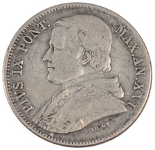 Vatican, 20 Baiocchi, 1862, Roma, KM #163.a, VF(30-35), Silver, 5.62