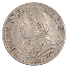 ITALIAN STATES, 5 Soldi, 25 Centesimi, 1867, Roma, KM #1375, AU(55-58), Silver,.