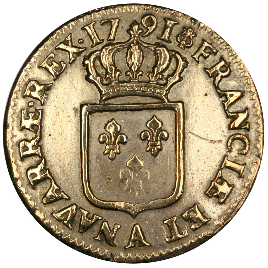 FRANCE, Sol, 1791, Paris, EF(40-45), Bronze, Gadoury #350, 11.86