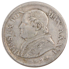 ITALIAN STATES, 10 Soldi, 50 Centesimi, 1868, Roma, KM #1376, EF(40-45),...