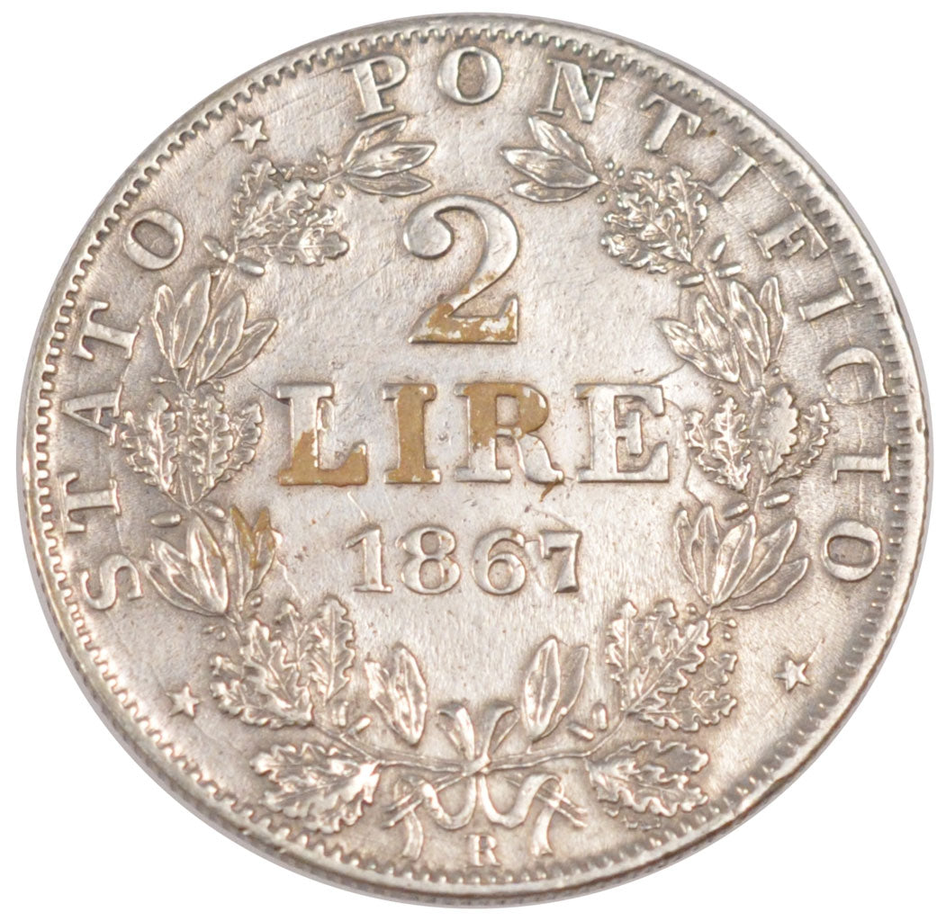 Vatican, Pie IX, 2 Lire