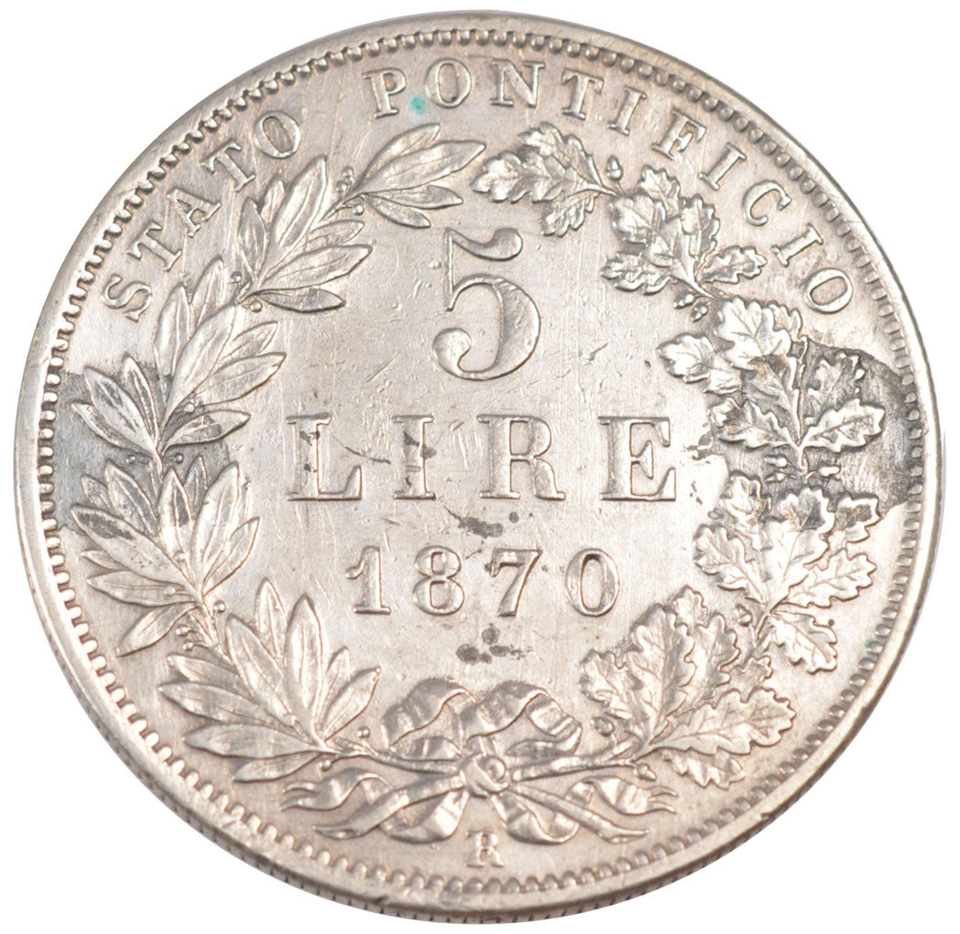 Vatican, Pie IX, 5 Lire